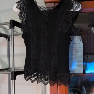 Papermoon Black Crochet Trim Blouse